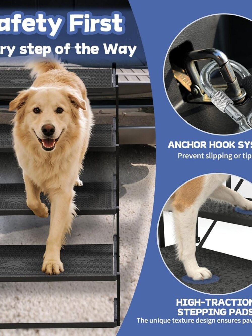 Dog Steps for Car, Truck, SUV, Dog Stairs for Car with Upgraded Non-Slip Surface - Picture 5 of 10
